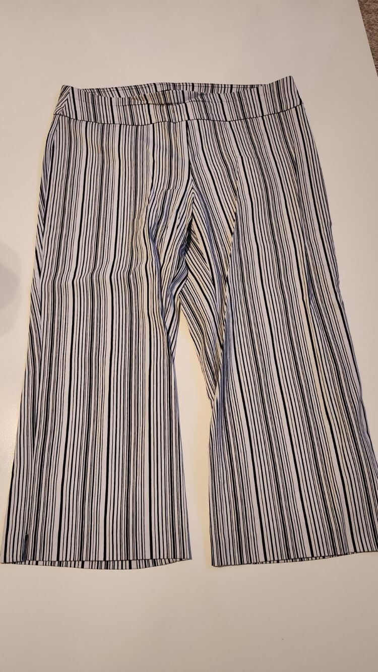 Counterparts Black White Striped Cropped Wide Leg Pants Women's Sz 12 #515